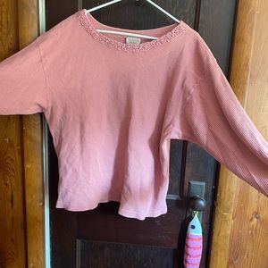 Victoria’s Secret Gold Label Waffle Knit Rose/Pink Long Sleeve Shirt L